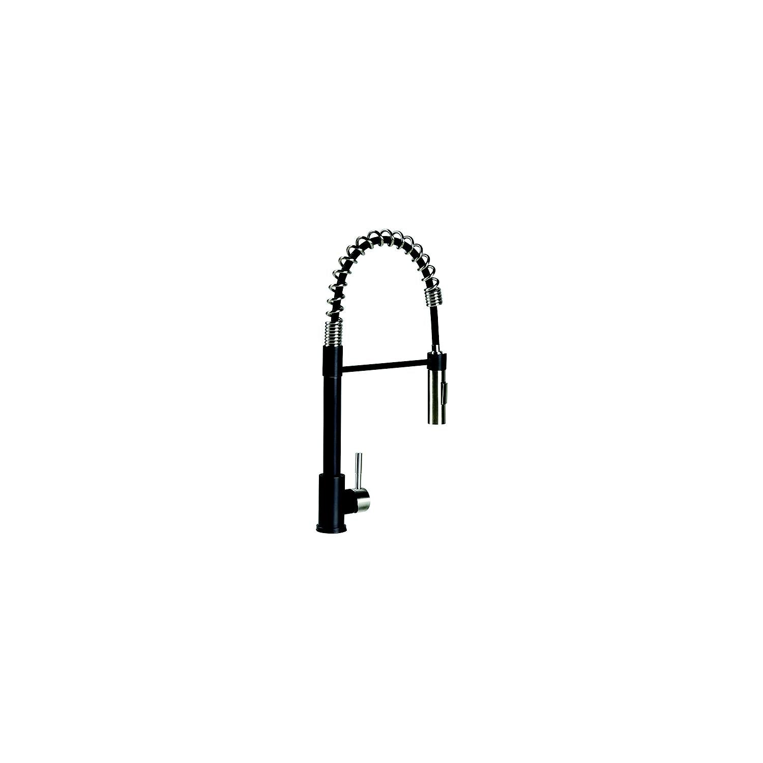 Lippert 2022109922 Coiled Pull Down Faucet, Black/Stainless Steel