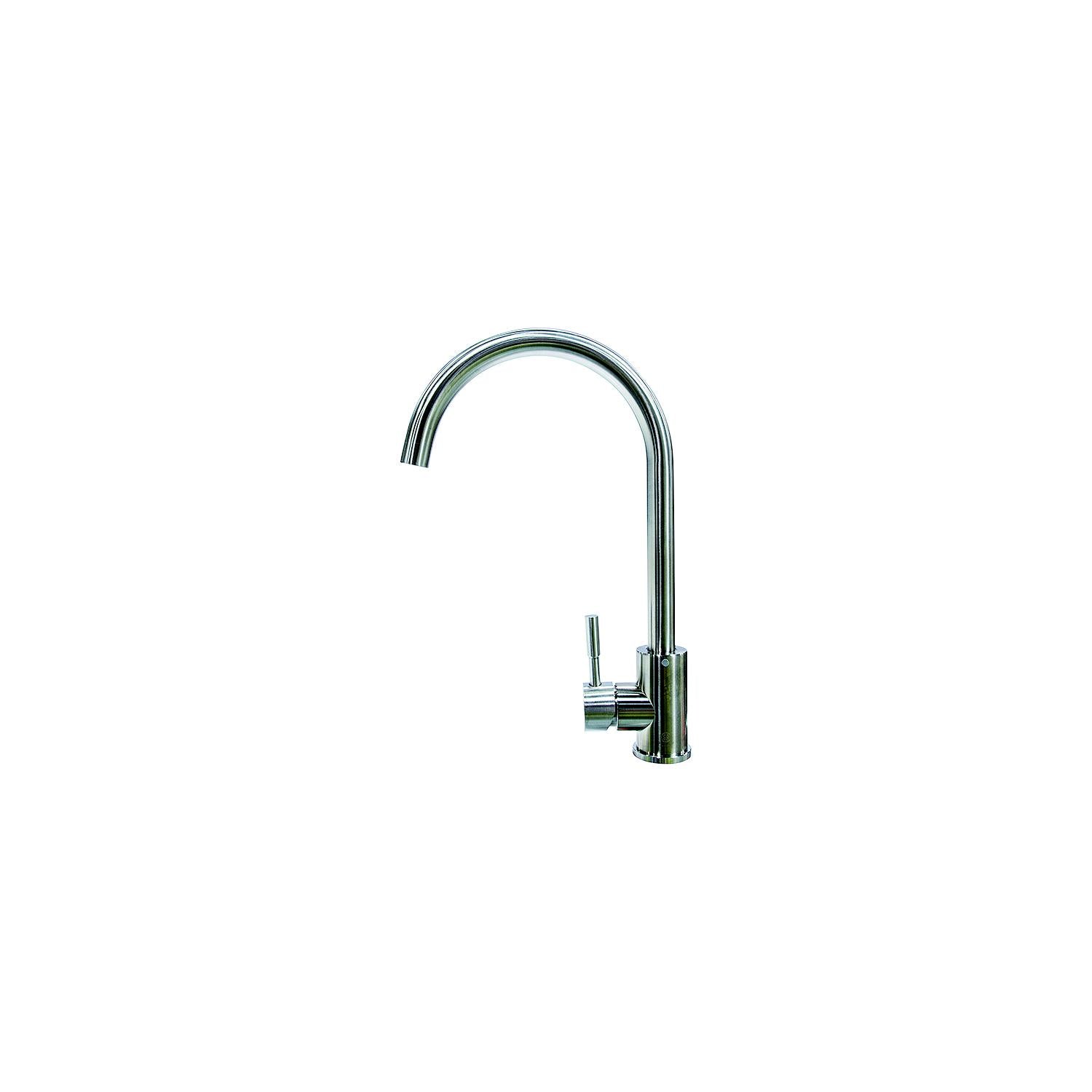 Lippert 719324 Flow-Max Gooseneck Single Hole Faucet, Curved, Stainless Steel