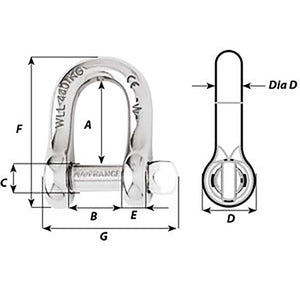 Wichard Captive Pin D Shackle - Diameter 10mm - 13/32