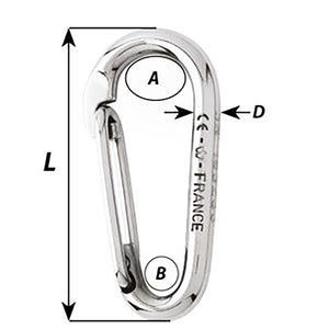 Wichard Symmetric Carbine Hook Without Eye - Length 80mm - 5/16