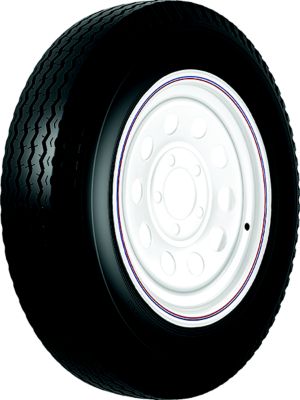 Loadstar Tires 30631 Bias Tire and Wheel (Rim) Assembly K353 480-12 4 Hole 6 Ply, White With Stripe, Modular