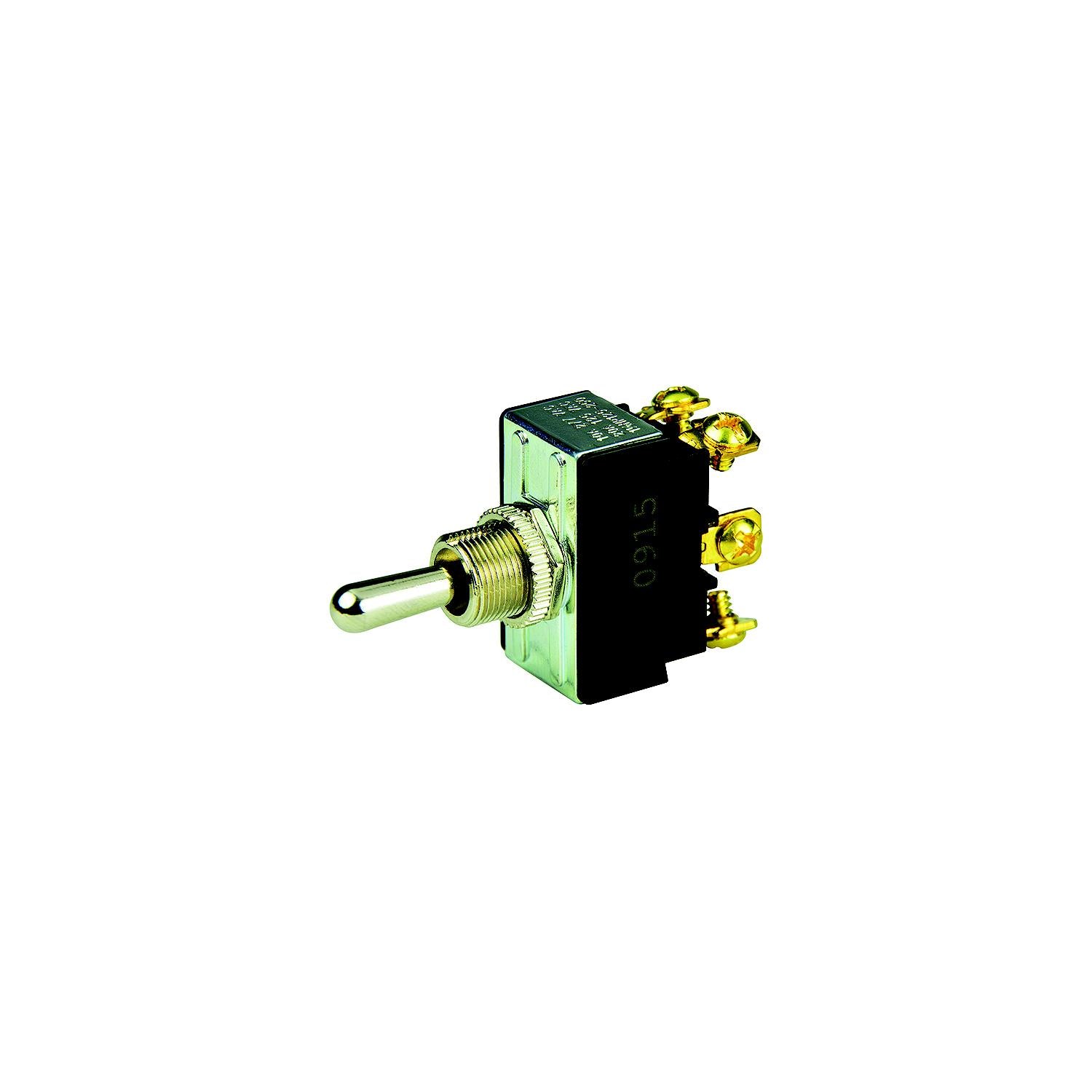 BEP 1002012 Chrome Plated Toggle Switch, (On)-Off-(On), DPDT, #6â€“32 Screw Terminals