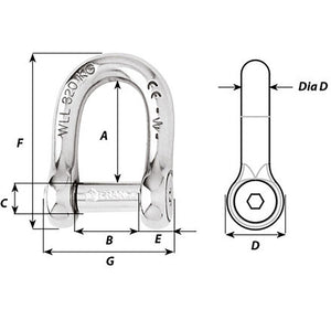 Wichard Self-Locking Allen Head Pin D Shackle - 12mm Diameter - 15/32