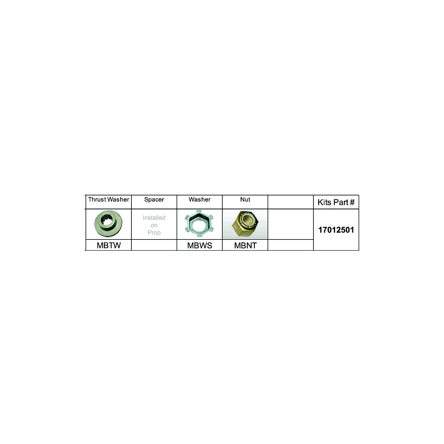 Solas Propeller 17012501 Fixed Hub Prop Hardware Kit - Mercury, Type B