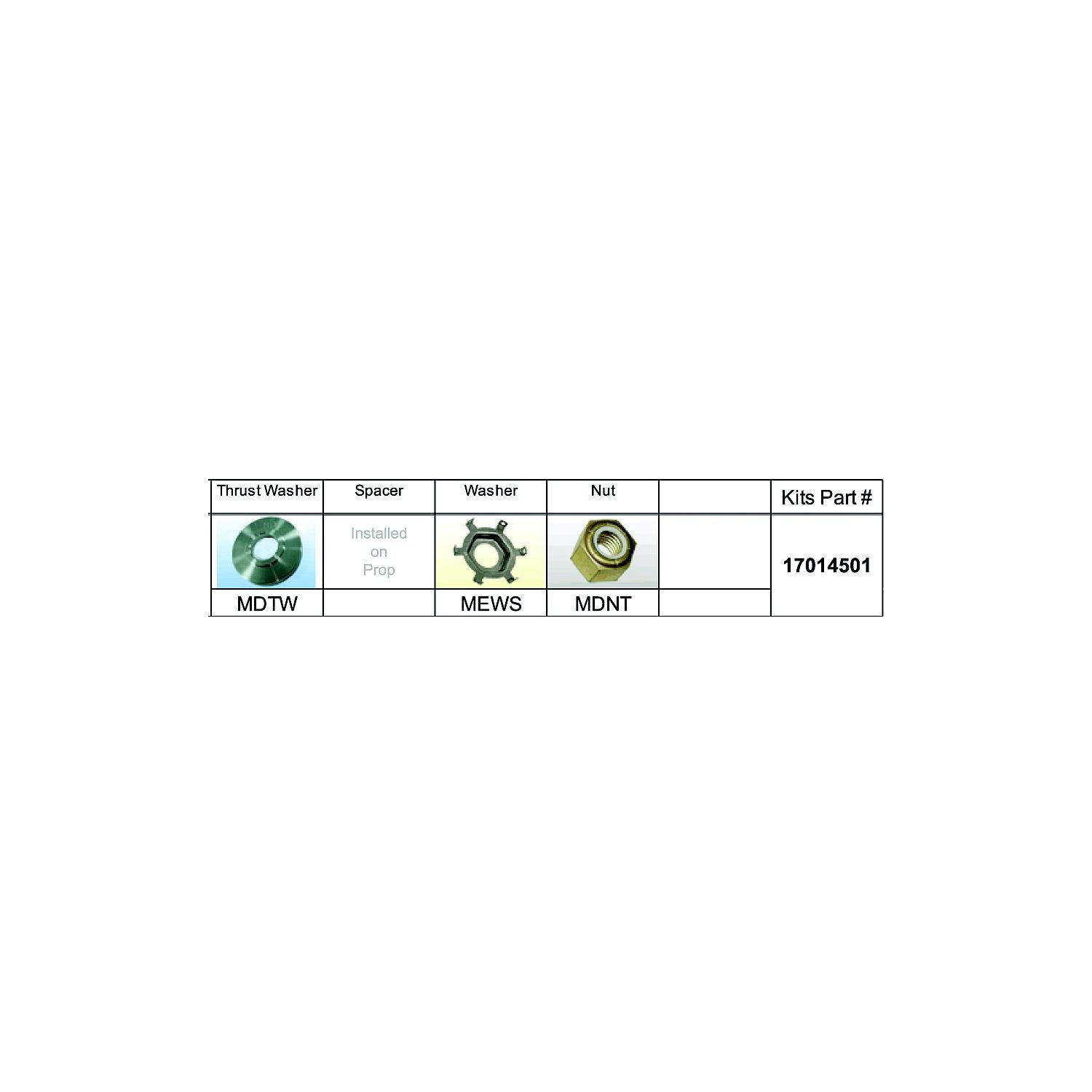 Solas Propeller 17014501 Fixed Hub Prop Hardware Kit - Mercury, Type D