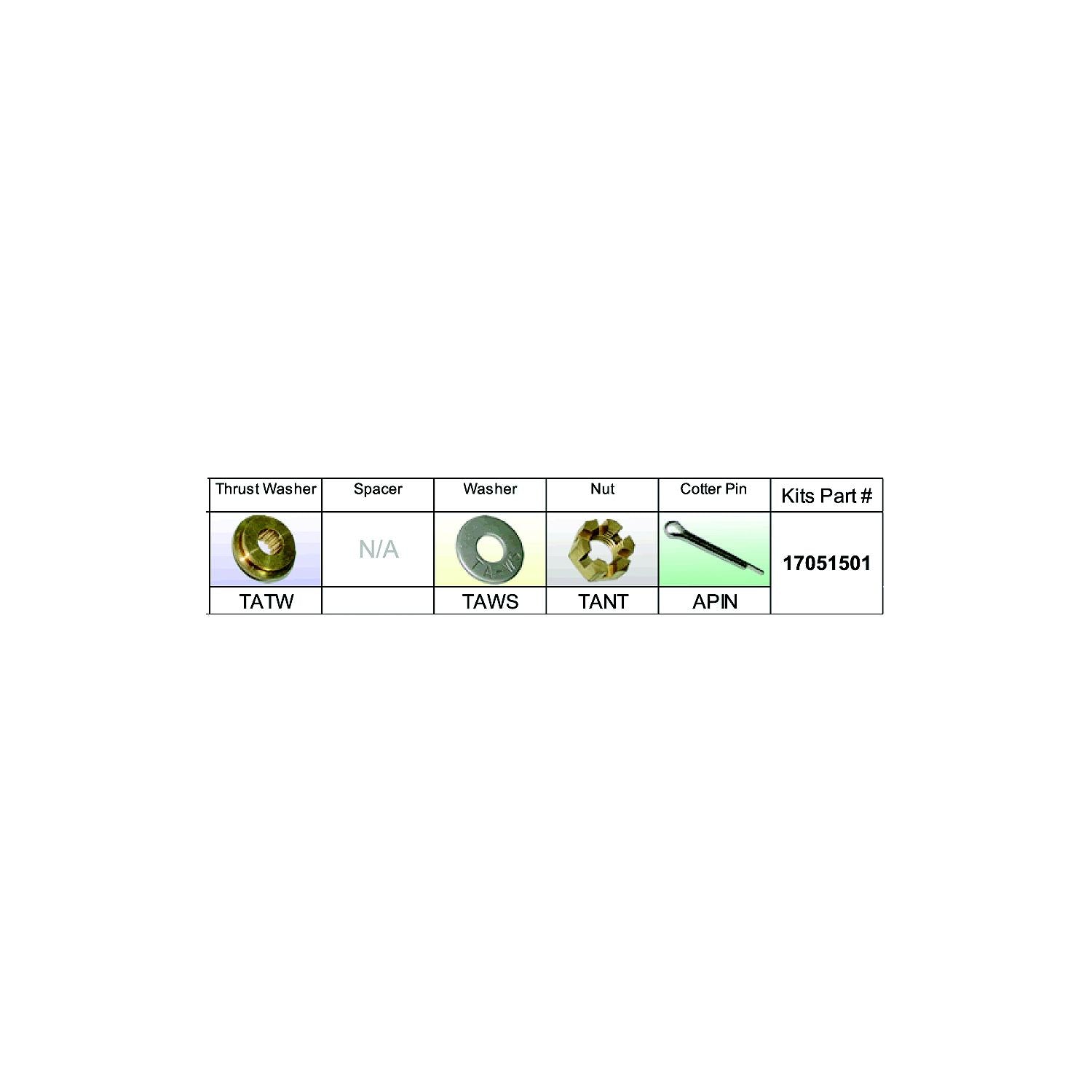 Solas Propeller 17051501 Fixed Hub Prop Hardware Kit - Nissan/Tohatsu, Type A