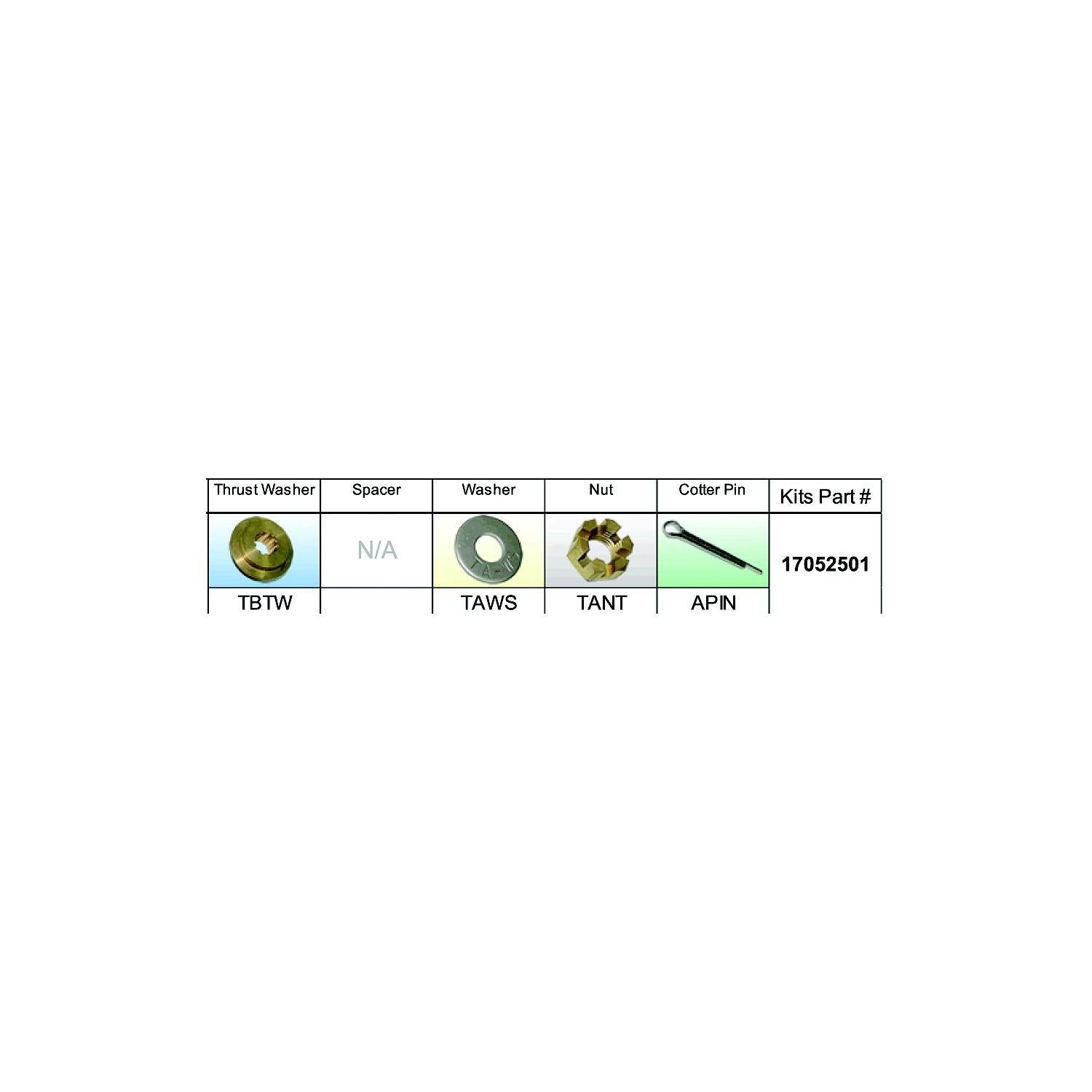 Solas Propeller 17052501 Fixed Hub Prop Hardware Kit - Nissan/Yohatsu, Type B