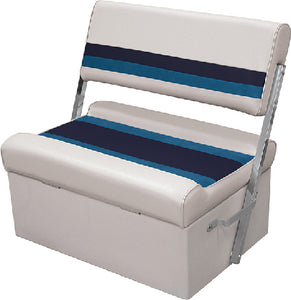 Deluxe Pontoon Furniture&#44; Flip Flop Seat&#44; White/Navy/Blue